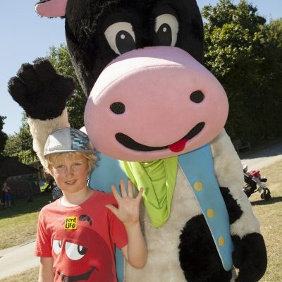 Cow mascot at Kent Life